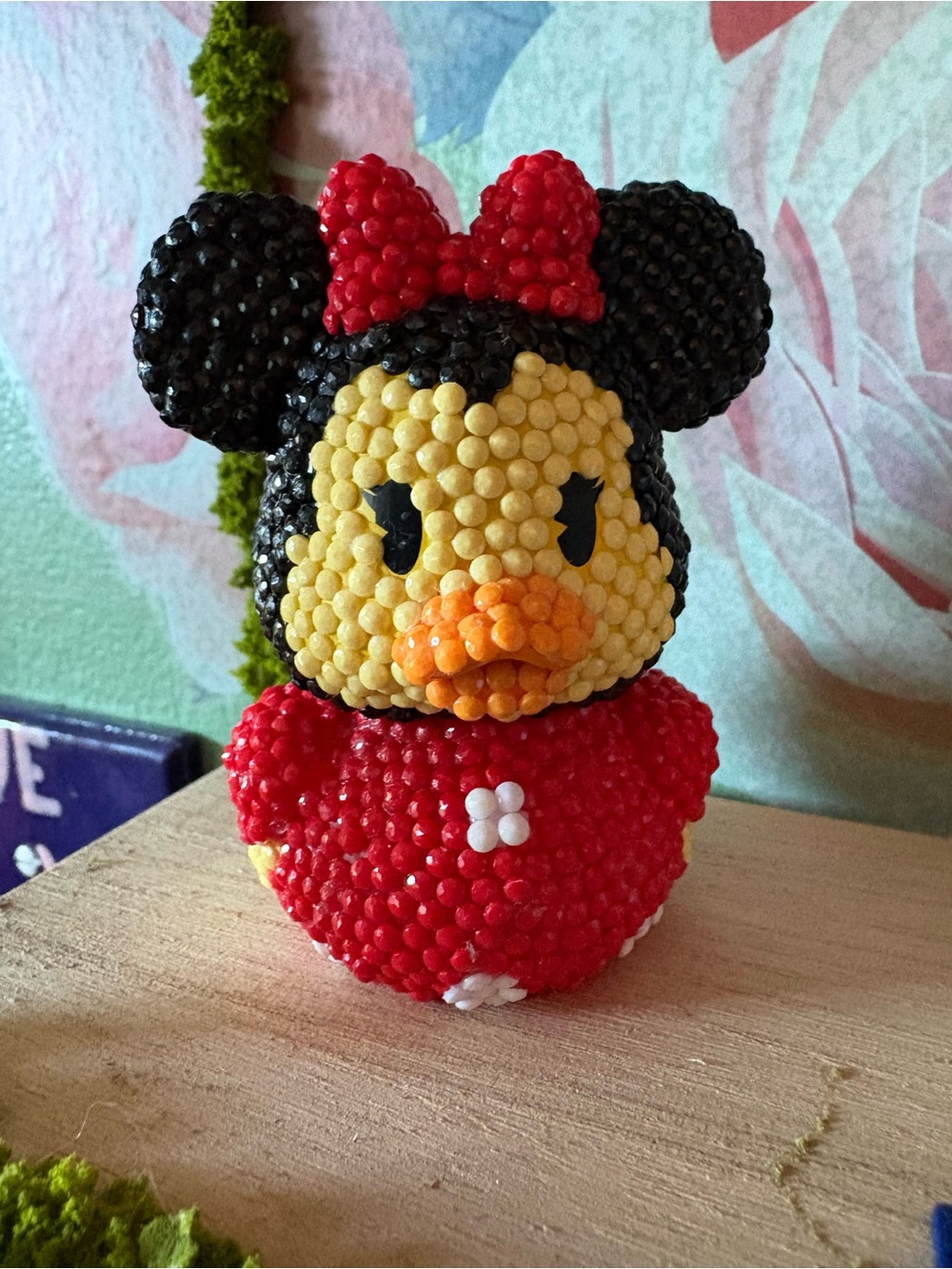 Red and Black Minnie-Inspired Beaded Figurine